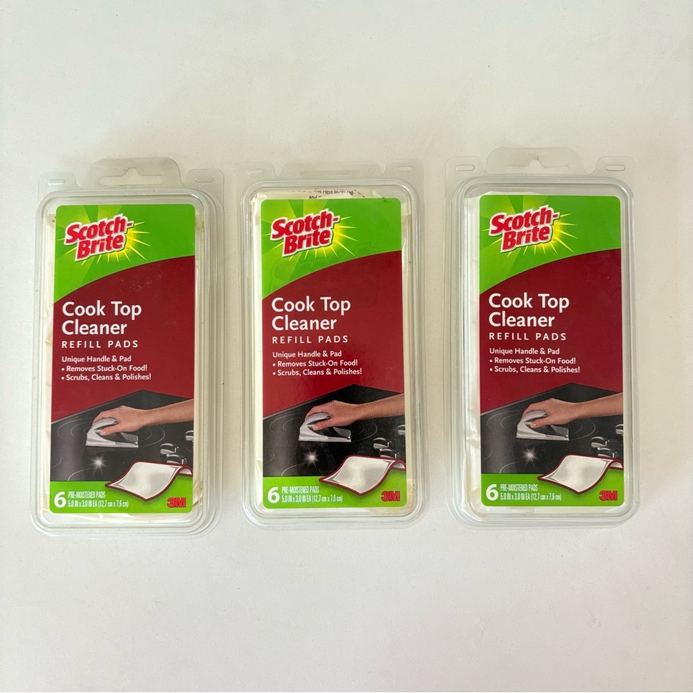 Lot 3 - Scotch Brite Cook Top Cleaner Refill Pads - Pre Moistened Pads 3M - NEW!